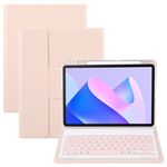 Custodia in pelle con supporto girevole per tastiera Bluetooth retroilluminata con pulsanti quadrati per Huawei MatePad 11 2023/2021 (oro rosa)