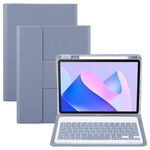 Custodia in pelle con supporto girevole per tastiera Bluetooth retroilluminata con pulsanti quadrati per Huawei MatePad 11 2023/2021 (viola lavanda)