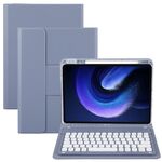 Per Xiaomi Pad 6 Custodia in pelle con supporto girevole per tastiera Bluetooth con pulsanti rotondi (viola lavanda)