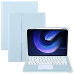 Per Xiaomi Pad 6 Custodia in pelle con supporto girevole per tastiera Bluetooth con pulsanti rotondi e touchpad (blu cielo)