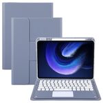 Per Xiaomi Pad 6 Custodia in pelle con supporto girevole per tastiera Bluetooth con pulsanti rotondi e touchpad (viola lavanda)