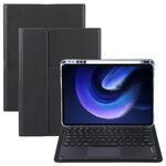 Per Xiaomi Pad 6 Custodia in pelle con supporto girevole per tastiera Bluetooth con pulsanti rotondi e touchpad (nero)