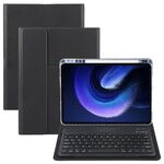 Per Xiaomi Pad 6 Custodia in pelle con supporto girevole per tastiera Bluetooth con pulsanti quadrati (nero)