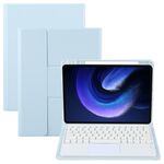 Per Xiaomi Pad 6 Custodia in pelle con supporto girevole per tastiera Bluetooth con pulsanti quadrati e touchpad (blu cielo)