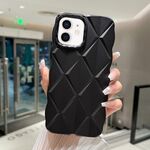 Per iPhone 12 Custodia per telefono antiurto con vernice metallizzata Diamond Lattice Skin Feel a copertura totale (Nero)