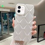 Per iPhone 12 Custodia per telefono antiurto con vernice metallizzata Diamond Lattice Skin Feel a copertura totale (Bianco)