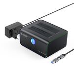 ORICO 8828C3-C Docking station per unità HDD SATA III Dual Bay da 2,5 e 3,5 pollici con funzione di clonazione offline, Tipo di spina: Spina UE (Nero)