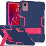 Per Lenovo Tab M11/Xiaoxin Pad 11 2024 Custodia per tablet PC ibrida in silicone con colori a contrasto con supporto (blu navy, rosa rossa)