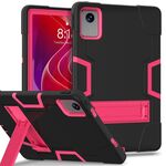 Per Lenovo Tab M11/Xiaoxin Pad 11 2024 Custodia per tablet PC ibrida in silicone con colori a contrasto con supporto (nero, rosa rossa)