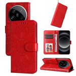 Custodia per telefono in pelle girasole ultra goffrata per Xiaomi 14 (rossa)