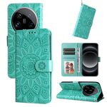 Custodia per telefono in pelle girasole ultra goffrata per Xiaomi 14 (verde)