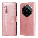 Per Xiaomi 14 Custodia per cellulare in pelle con cerniera ultra fashion con texture di vitello (oro rosa)