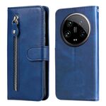 Per Xiaomi 14 Custodia per cellulare in pelle con cerniera ultra fashion con texture di vitello (blu)