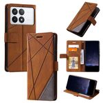 Custodia per telefono in pelle con giuntura Skin Feel per Xiaomi Redmi K70E (marrone)
