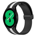 Per Samsung Galaxy Watch 4 Cinturino in silicone pieghevole con chiusura magnetica da 44 mm (nero + bianco)