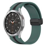 Per Samsung Galaxy Watch 4 Cinturino in silicone pieghevole classico da 46 mm con chiusura magnetica (verde oliva + nero)