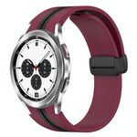 Per Samsung Galaxy Watch 4 Cinturino in silicone pieghevole classico da 42 mm con chiusura magnetica (rosso vino + nero)