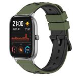 Per Amazfit GTS 20mm cinturino in silicone poroso bicolore (verde militare + nero)