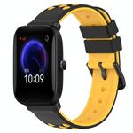 Per Amazfit Pop 20mm cinturino in silicone poroso bicolore (nero + giallo)