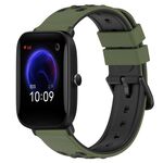 Per Amazfit Pop 20mm cinturino in silicone poroso bicolore (verde militare + nero)