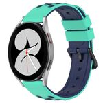 Per Samsung Galaxy Watch4 40mm 20mm Cinturino in silicone poroso bicolore (verde lime + blu)