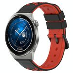 Per Huawei Watch GT3 Pro 46mm 22mm Cinturino in silicone poroso bicolore (nero + rosso)