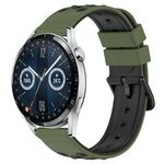 Per Huawei Watch GT3 46mm 22mm Cinturino in silicone poroso bicolore (verde militare + nero)