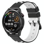 Per Huawei Watch GT Runner 22mm Cinturino in silicone poroso bicolore (nero + bianco)