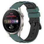 Per Huawei Watch 3 Pro 22mm Cinturino in silicone poroso bicolore (verde oliva + nero)