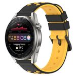 Per Huawei Watch 3 Pro Nuovo cinturino in silicone poroso da 22 mm (nero + giallo)