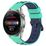 Per Huawei Watch 3 Pro Nuovo cinturino in silicone poroso da 22 mm (verde lime + blu)