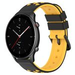 Per Amazfit GTR 2e 22mm cinturino in silicone poroso bicolore (nero + giallo)