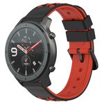 Per Amazfit GTR 47mm 22mm cinturino in silicone poroso bicolore (nero + rosso)