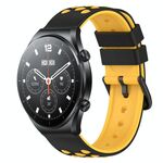 Per Xiaomi MI Watch S1 22mm Cinturino in silicone poroso bicolore (nero + giallo)