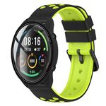 Per Xiaomi MI Watch Color 22mm Cinturino in silicone poroso bicolore (nero + verde lime)