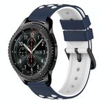 Per Samsung Gear S3 Frontier 22mm Cinturino in silicone poroso bicolore (blu notte + bianco)