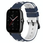 Per Amazfit GTS 2 20mm cinturino in silicone bicolore (blu notte + bianco)