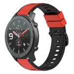 Per cinturino in silicone bicolore Amazfit GTR 47mm 22mm (rosso + nero)