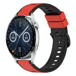 Per Huawei Watch GT3 46mm 22mm Cinturino in silicone bicolore (rosso + nero)