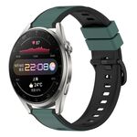 Per Huawei Watch 3 Pro 22mm Cinturino in silicone bicolore (verde oliva + nero)