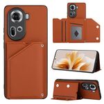 Per OPPO Reno11 Global Skin Feel PU + TPU + Custodia per telefono con slot per schede PC (marrone)