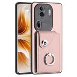 Per OPPO Reno11 Pro Custodia per telefono in PU con supporto ad anello per porta carte di organo globale (rosa)