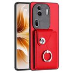 Per OPPO Reno11 Pro Custodia per telefono in PU con supporto per anello per porta carte di organo globale (rossa)