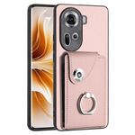 Per OPPO Reno11 Custodia per telefono in PU con supporto ad anello per borsa per organo globale (rosa)