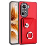 Per OPPO Reno11 Custodia per telefono in PU con porta carte per organo globale (rosso)