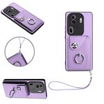Per OPPO Reno11 Pro Custodia per cellulare in PU con porta carte per organo globale con cordino (viola)