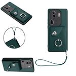 Per OPPO Reno11 Pro Custodia per cellulare in PU con porta carte per organo globale con cordino (verde)