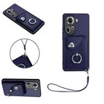 Per OPPO Reno11 Custodia per cellulare in PU con porta carte per organo globale con cordino (blu)