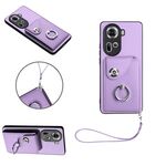 Per OPPO Reno11 Custodia per telefono in PU con porta carte per organo globale con cordino (viola)