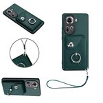Per OPPO Reno11 Custodia per cellulare in PU con porta carte per organo globale con cordino (verde)